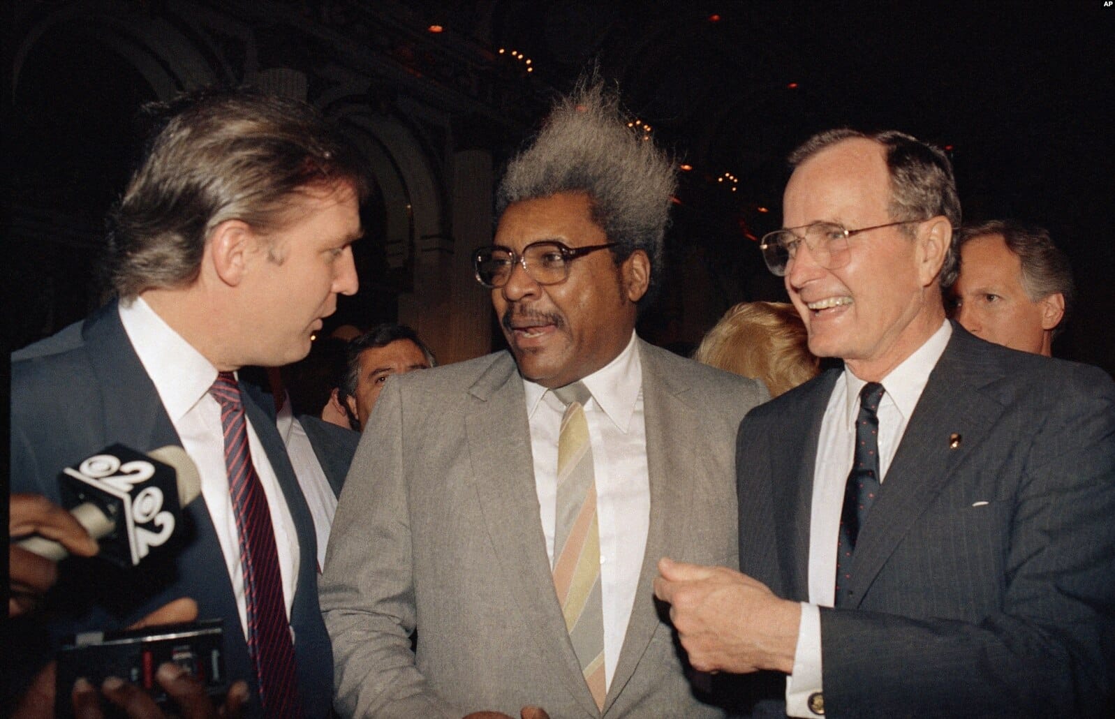 Don King with Donald Trump and then vice-president George H.W. Bush