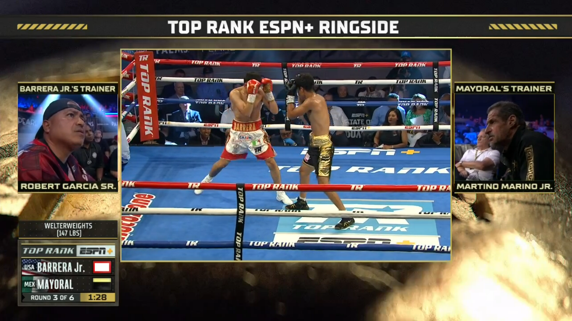 A screenshot of Barrera Jr. vs Mayoral from the YouTube video highlights