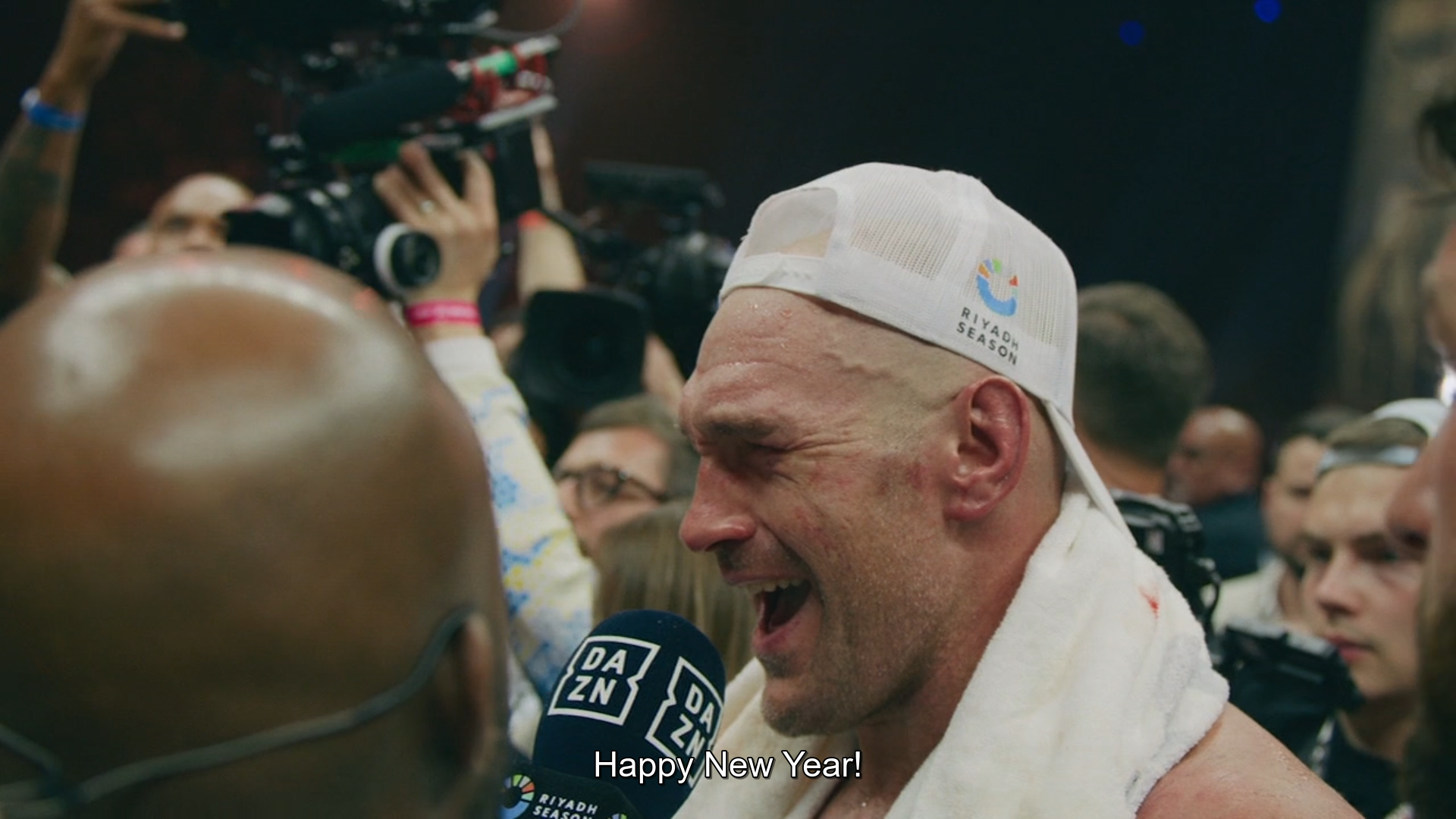 Fury shouting "Happy New Year!" in May